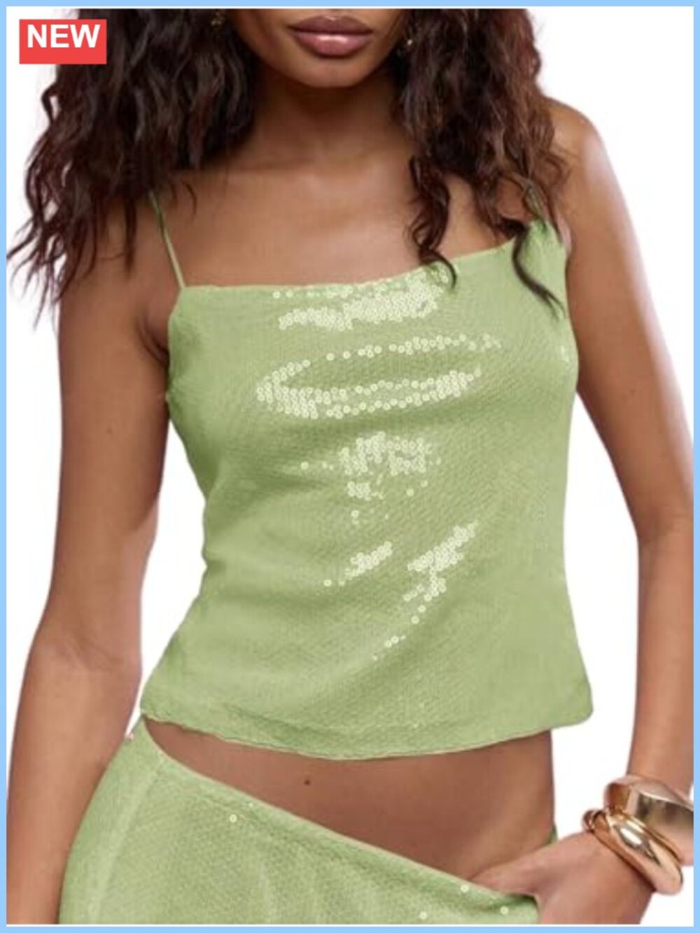 Sequin Cami Top Women Sparkly Crop Tank Sleeveless Party Clubwear
